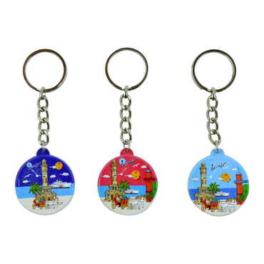 Izmir Themed Customised UV Printed Plastic Base Square Keyring 38x100 mm - 2