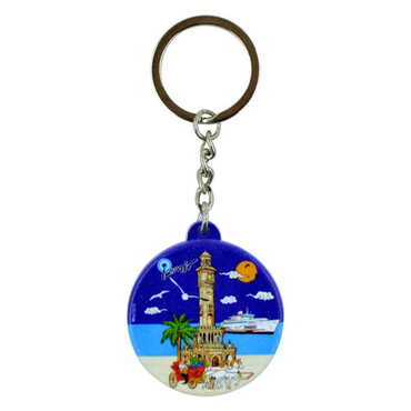 Izmir Themed Customised UV Printed Plastic Base Square Keyring 38x100 mm - 3