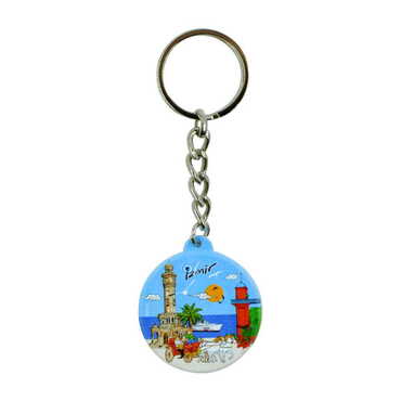 Izmir Themed Customised UV Printed Plastic Base Square Keyring 38x100 mm - 5