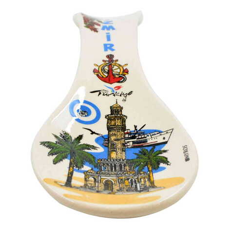 Izmir Themed Ceramic Serigraphy Printed Spoon Rests