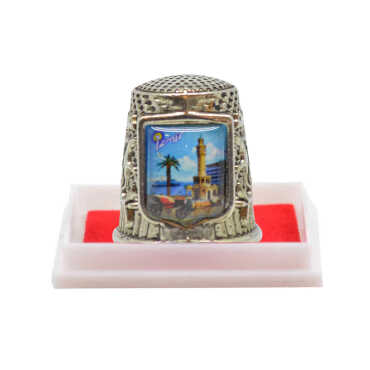 Izmir Themed Collectible Souvenir Thimble With Gift Box - Shield Shape 20x25 mm - 1