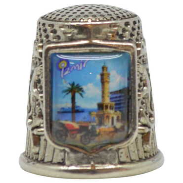 Izmir Themed Collectible Souvenir Thimble With Gift Box - Shield Shape 20x25 mm - Thumbnail