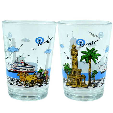 Izmir Themed Color Printed Glass Of Water