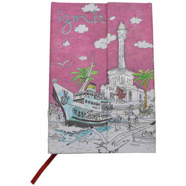 Izmir Themed Custom Printed Notebook With Magnetic Lid 100x140x15 mm - Thumbnail