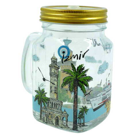 Izmir Themed Customised 350 Cc Glass Mason Jar