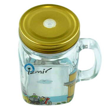 Izmir Themed Customised 350 Cc Glass Mason Jar - Thumbnail