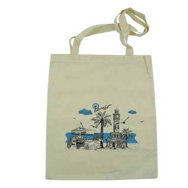 Izmir Themed Customised Colorful Shopping Tote Bag 450x350 mm - Thumbnail