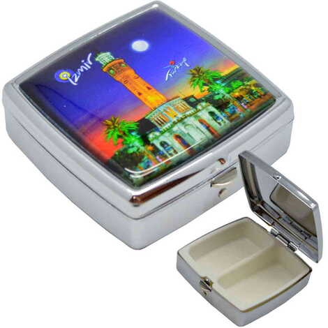 Izmir Themed Customised Epoxy Square Pill Box 54x58x18 mm