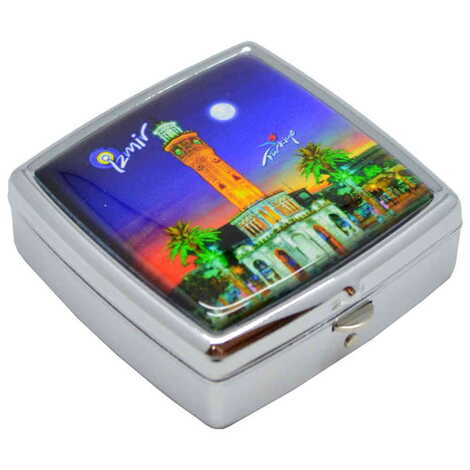 Izmir Themed Customised Epoxy Square Pill Box 54x58x18 mm