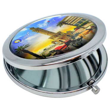 Izmir Themed Customised Metal Epoxy Travel Make Up Compact Mirror 70x11 mm - Thumbnail