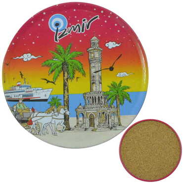 Izmir Themed Customised Metal Tin Coaster 90 mm - Thumbnail