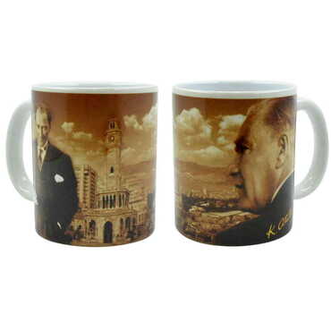 Izmir Themed Customised Porcelain Souvenir Travel Mug 80x95 mm - Thumbnail