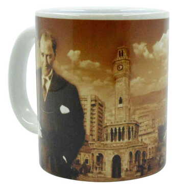 Izmir Themed Customised Porcelain Souvenir Travel Mug 80x95 mm - Thumbnail