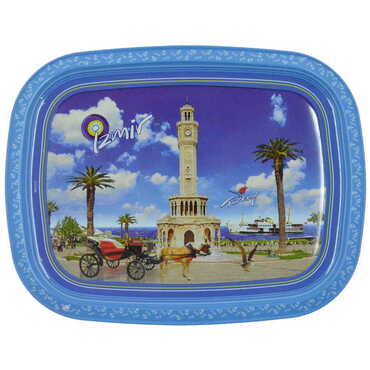 Izmir Themed Customised Printed Tin Serving Tray 305x235 mm - Thumbnail