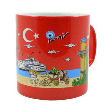 Izmir Themed Customised Serigraphy Printed Ceramic Mug 82x90 mm - Thumbnail