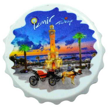 Izmir Themed Customised Uv Printed Bottle Cap Shaped Plastic Base Bottle Opener 63x15 mm - Thumbnail