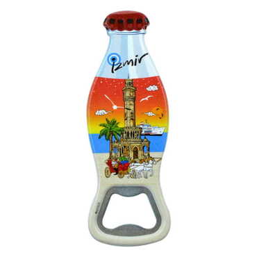 Izmir Themed Customised Uv Printed Coca Cola Bottle Shape Plastic Base Bottle Opener 42x120 mm - Thumbnail