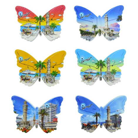 Izmir Themed Customised UV Printed Plastic Base Butterfly Shaped Fridge Magnet 80x58 mm - 4