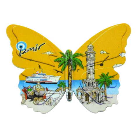 Izmir Themed Customised UV Printed Plastic Base Butterfly Shaped Fridge Magnet 80x58 mm - 8