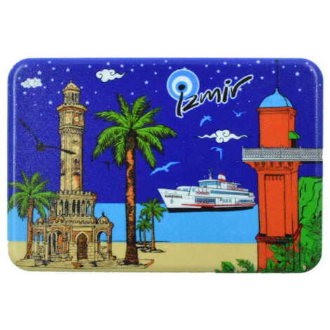 Izmir Themed Customised UV Printed Plastic Base Rectangle Fridge Magnet 80x50 mm