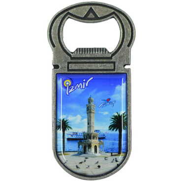 Izmir Themed Customizable Metal Magnetic Bottle Opener 40x95 mm - Thumbnail