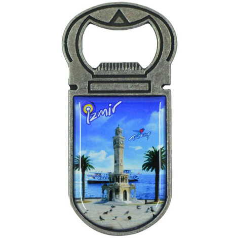 Izmir Themed Customizable Metal Magnetic Bottle Opener 40x95 mm