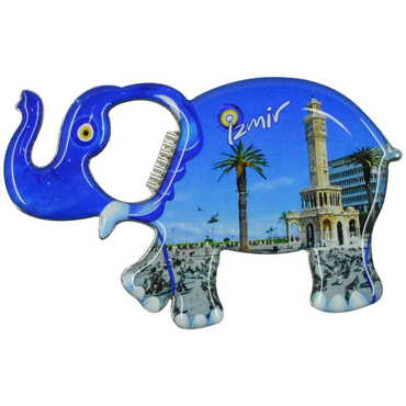 Myros - Izmir Themed Elephant Shaped Metal Magnetic Bottle Opener 98x61 mm