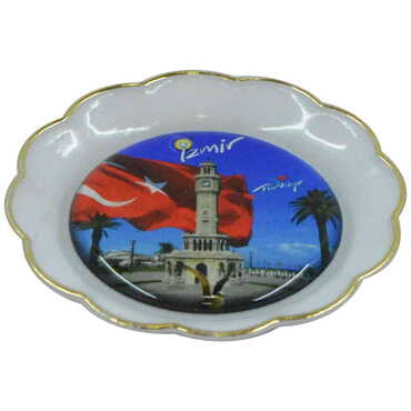 Izmir Themed Epoxy Dome Plate Shaped Souvenir Fridge Magnet 73 mm - Thumbnail