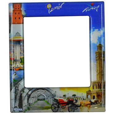 Myros - Izmir Themed Epoxy Dome Souvenir Magnetic Photo Frame 95x115 mm