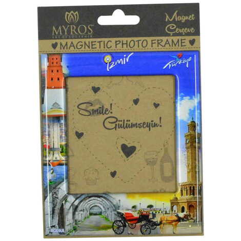 Izmir Themed Epoxy Dome Souvenir Magnetic Photo Frame 95x115 mm