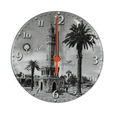 Izmir Themed Epoxy Wall Clock Home Decoration 17 Cm - Thumbnail