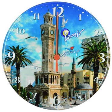 Myros - Izmir Themed Epoxy Wall Clock Home Decoration 20 Cm