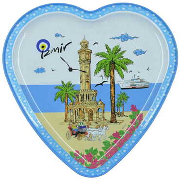 Izmir Themed Metal Heart Shaped Tray - Thumbnail