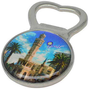 Izmir Themed Metal Magnetic Small Round Opener 38x60 mm - Thumbnail