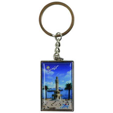 Myros - Izmir Themed Metal Rectangle Keychain 30x100 mm