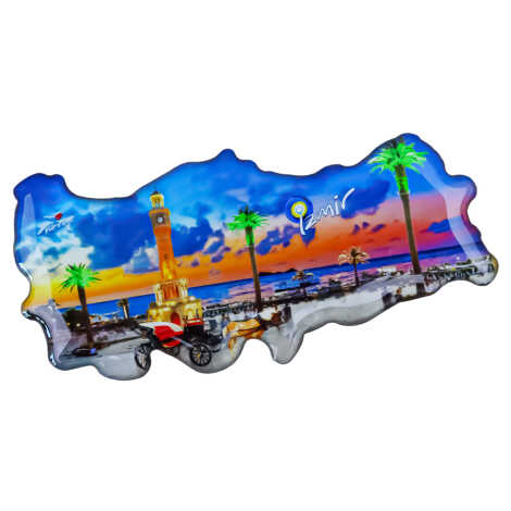 İzmir Themed Myros Turkey Map Refrigerator Magnet - 7