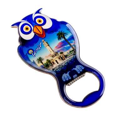 Izmir Themed Owl Shaped Metal Magnetic Bottle Opener 88x47 mm - 4