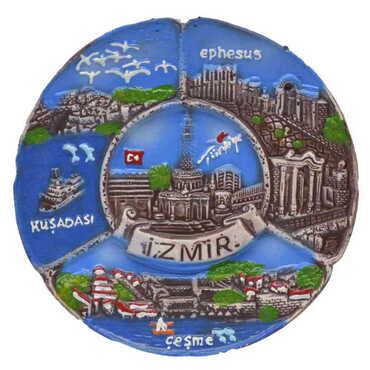 Myros - Izmir Themed Plaster Raised Cottage Wall Plate 15 Cm