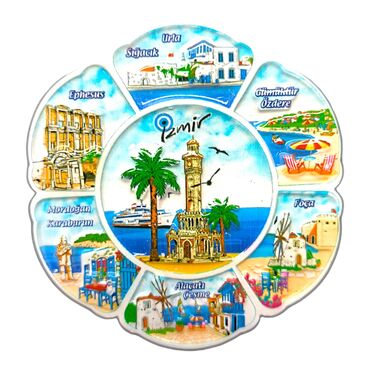 Izmir Themed Polyester Printed Fridge Magnet - Thumbnail