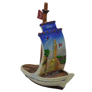 Izmir Themed Polyester Ship Desktop Decor 45x90x110 mm - Thumbnail