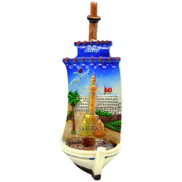 Izmir Themed Polyester Ship Desktop Decor 45x90x110 mm - Thumbnail