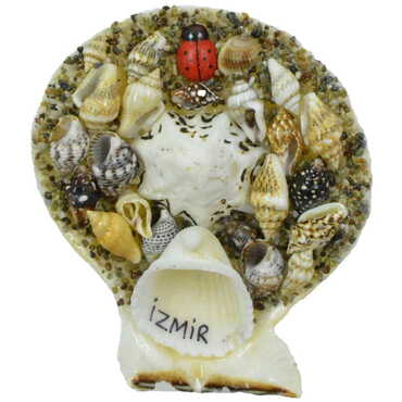 Izmir Themed Sea Shell Souvenir Fridge Magnet - Thumbnail