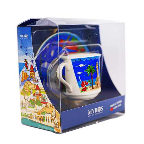 İzmir Themed Single Porcelain Coffee Cup - 6