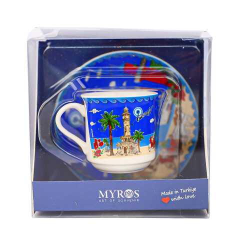 İzmir Themed Single Porcelain Coffee Cup - 3