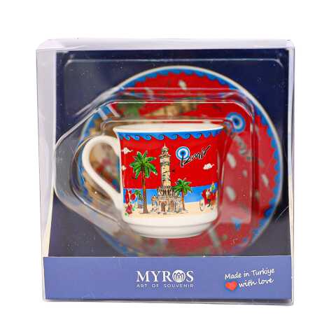 İzmir Themed Single Porcelain Coffee Cup - 4