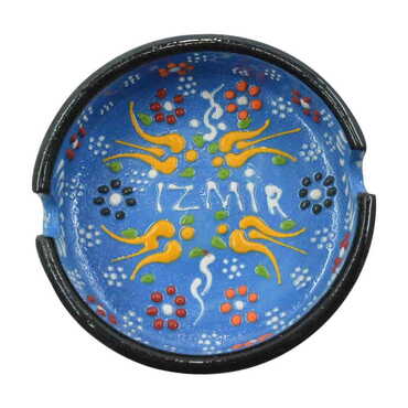 Izmir Themed Turkish Ceramic B Serie Ashtray Medium Size - Thumbnail