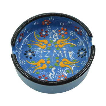 Izmir Themed Turkish Ceramic B Serie Ashtray Medium Size - Thumbnail