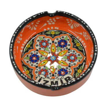 Izmir Themed Turkish Ceramic Special Relief Ashtray Big Size - Thumbnail