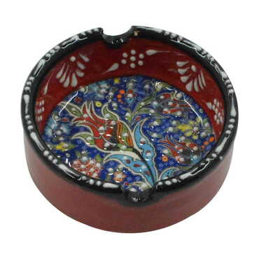 Izmir Themed Turkish Ceramic Special Relief Ashtray Small Size - Thumbnail