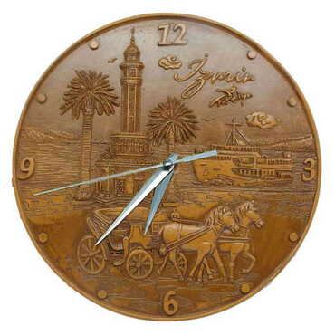 Myros - İzmir Themed White Color Polyester Wall Clock